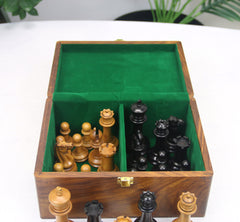 Premium Golden Rosewood Hinged Chess Storage Box for Pieces up to 4.4" King