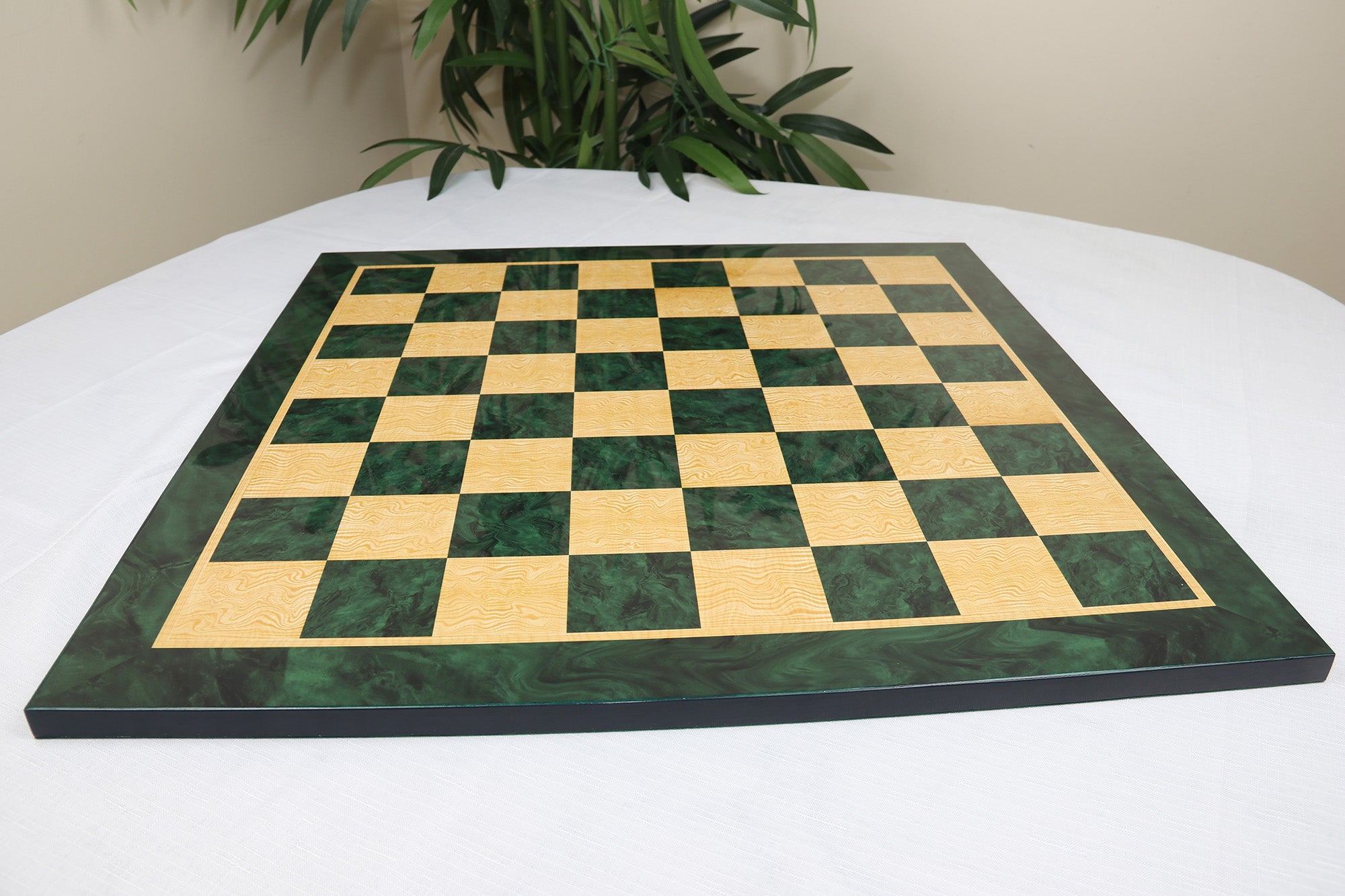 Luxury Chess Board 2.5" Square made in Burl Greenwood and Burl Maple Wood Look