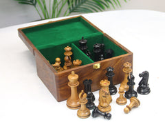 Premium Golden Rosewood Hinged Chess Storage Box for Pieces up to 4.4" King