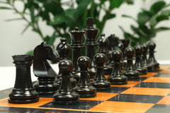 Henri Chavet Reproduced Chess Set in Ebony & Aged Antiqued Boxwood- 3.75" King Height