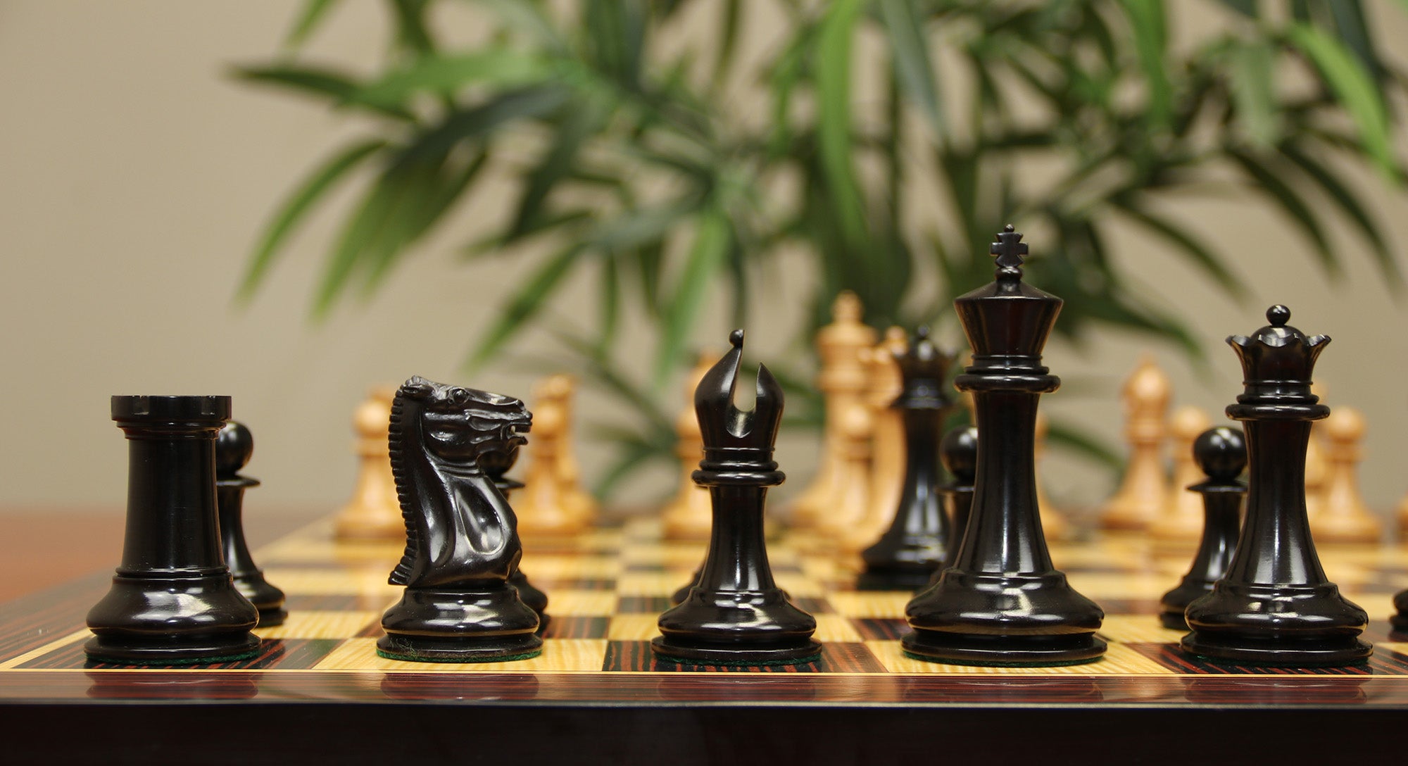 NATHANIEL COOKE SERIES 1849 Ebony and Distressed Boxwood Chess Set King: 3.625"