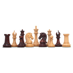 Commemorative Signature Series 3.625" Staunton Chessmen in Non-Antiqued/ Mahogany Stained Boxwood