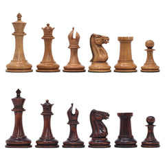 NATHANIEL COOKE SERIES 1849 Distressed/Mahogany Boxwood Chess Set King: 3.625"