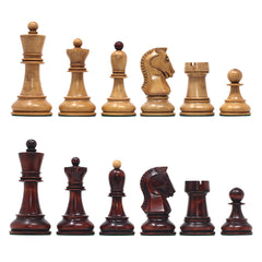 The Fischer Dubrovnik 1970 Upgraded Version Chess set in Distressed and Mahogany Stained Boxwood