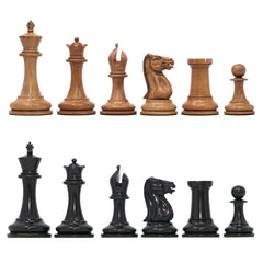 NATHANIEL COOKE SERIES 1849 Ebony and Distressed Boxwood Chess Set King: 3.625"