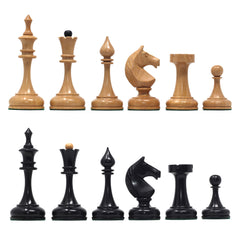 Soviet USSR 1970 Reproduced 4" Chess set in Ebony and Natural Boxwood