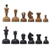 Reproduction Vintage 1930 German Knubbel 3.5" Chess Set in Distressed Antiqued and Ebonised Box wood