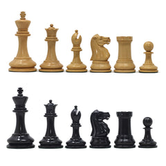 Jaques Zukertort 1875 Reproduction Library 3.5" Chessmen in Natural Boxwood/Ebony