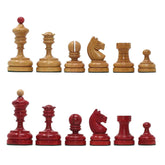 Reproduction Vintage 1930 German Knubbel 3.5" Chess Set in Antique and Red Gilded Box wood