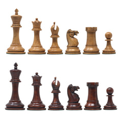 The Jaques Tournament Anderssen “Drop-Jaw” Replica Chessmen Distressed & Mahogany – 4.4" King