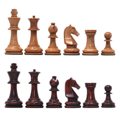 Henri Chavet Reproduced Chess Set in Distressed and Mahogany Stained Boxwood- 3.75" King Height