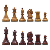 Dubrovink Series 1950 Vintage Reproduction 3.75" Distressed/Mahogany Gilded Boxwood Chess Set