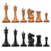 B & Company Reproduced Staunton 4.4" Chess Set in Distressed Boxwood and Ebony