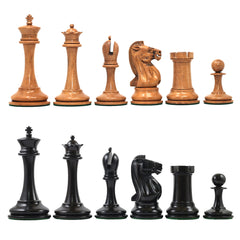 B & Company Reproduced Staunton 4.4" Chess Set in Distressed Boxwood and Ebony