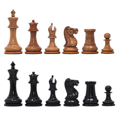 Nathaniel 1849 Antique Reproduction Vintage 3.75" Chess Set in Ebony/ Distressed Boxwood