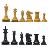 William Leuchars Series 1849 Historical Reproduction 3.5" Chess set - Original Aged Antiqued Boxwood/Ebony