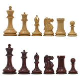 Jaques Zukertort 1875 Reproduction Library 3.5" Chessmen in Natural/Mahogany Gilded Boxwood