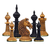 Anglo-Persian Artisan Series 4.75" Luxury Chess set by Mandeep Saggu in Distressed Boxwood and Ebony