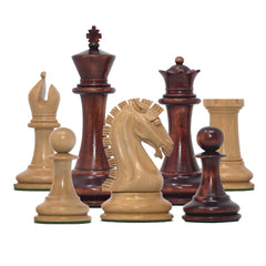 Commemorative Signature Series 3.625" Staunton Chessmen in Non-Antiqued/ Mahogany Stained Boxwood