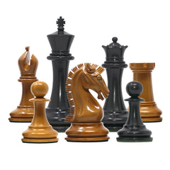 Commemorative Signature Series 3.625" Staunton Chessmen in Antiqued Boxwood/Ebony