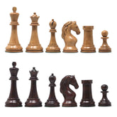 Piatigorsky 1963 Reproduction Staunton 4.5" Chess Pieces Mahogany Gilded/Distressed Boxwood