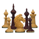 Anglo-Persian Artisan Series 4.75" Luxury Chess set by Mandeep Saggu in Mahogany Stained and Natural Boxwood