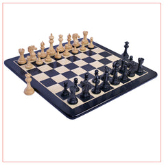 Regal Series 4" Ebony Wood Staunton Chess Set with Board