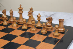 Original Reproduction Nathaniel 1849 Vintage 4.4" Chess Pieces in Distressed Boxwood & Ebony