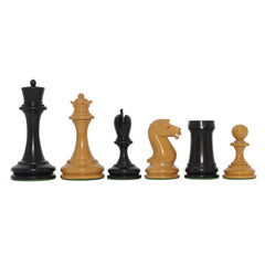 Reproduction Vintage B & Co 1860s Antique Chess Set in Ebony / Antiqued Box wood - 4" King