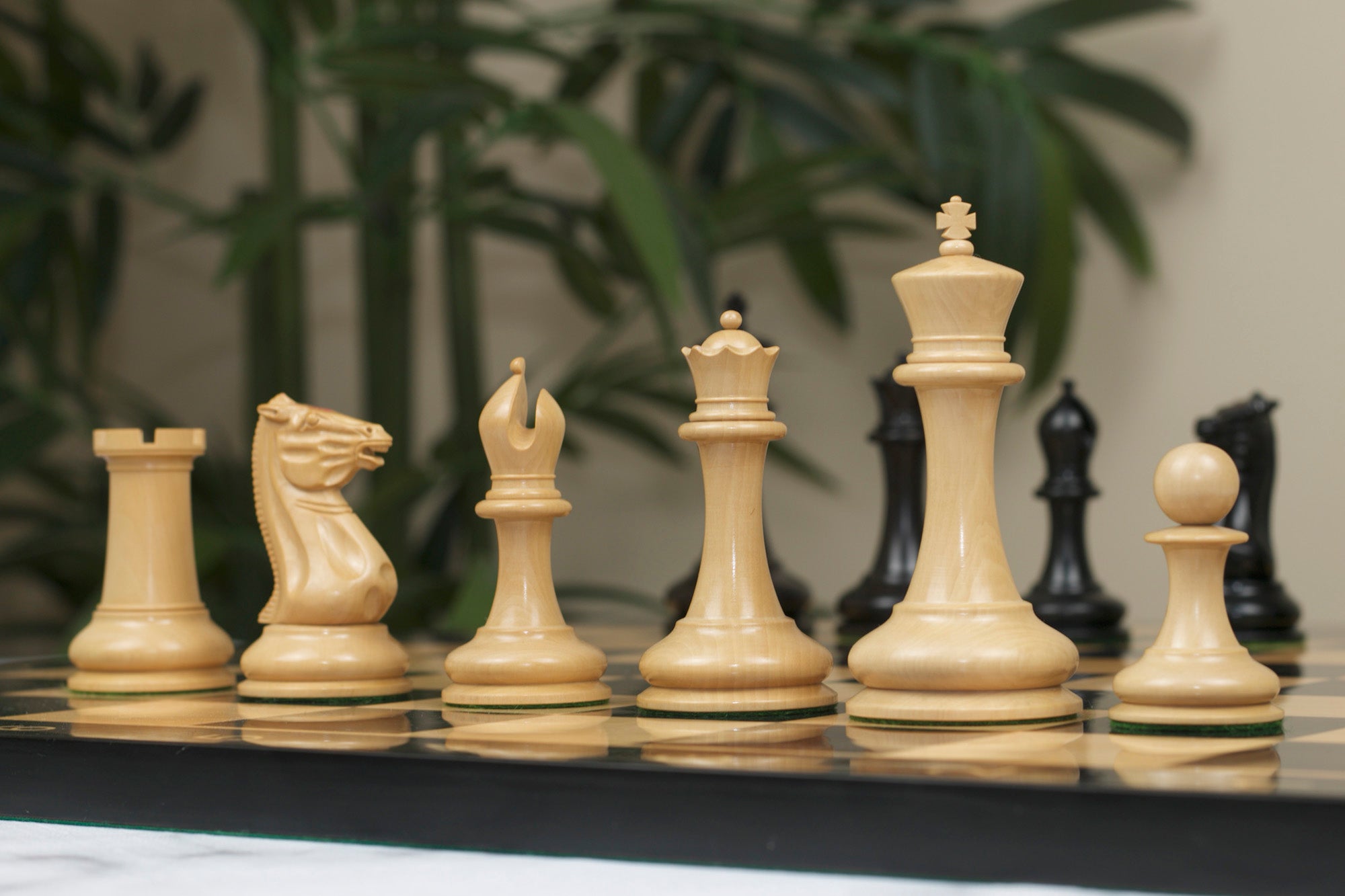 Morphy Cooke 1849-50 Reproduced 4.4" Chessmen in Non-Antiqued Boxwood and Ebony Wood