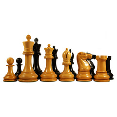 Reproduction BCC 1900-01 Edition Staunton Stroud Club Size 4.4" Antiqued Boxwood & Ebony Chessmen