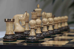 Leningrad Series 4" Luxury Staunton Chess Set in Burnt Gold Rosewood & Boxwood