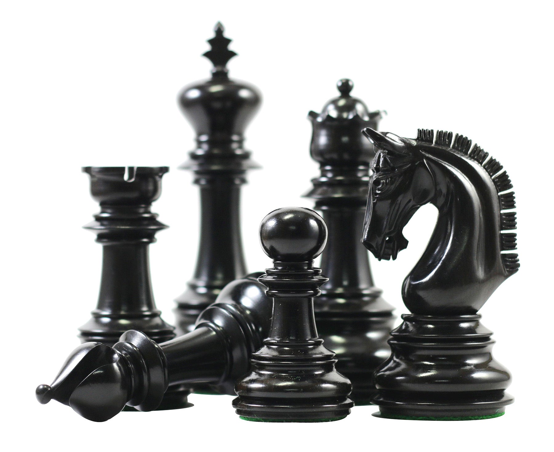 Alexandria Series 4.5" Premium Staunton Ebony Chessmen
