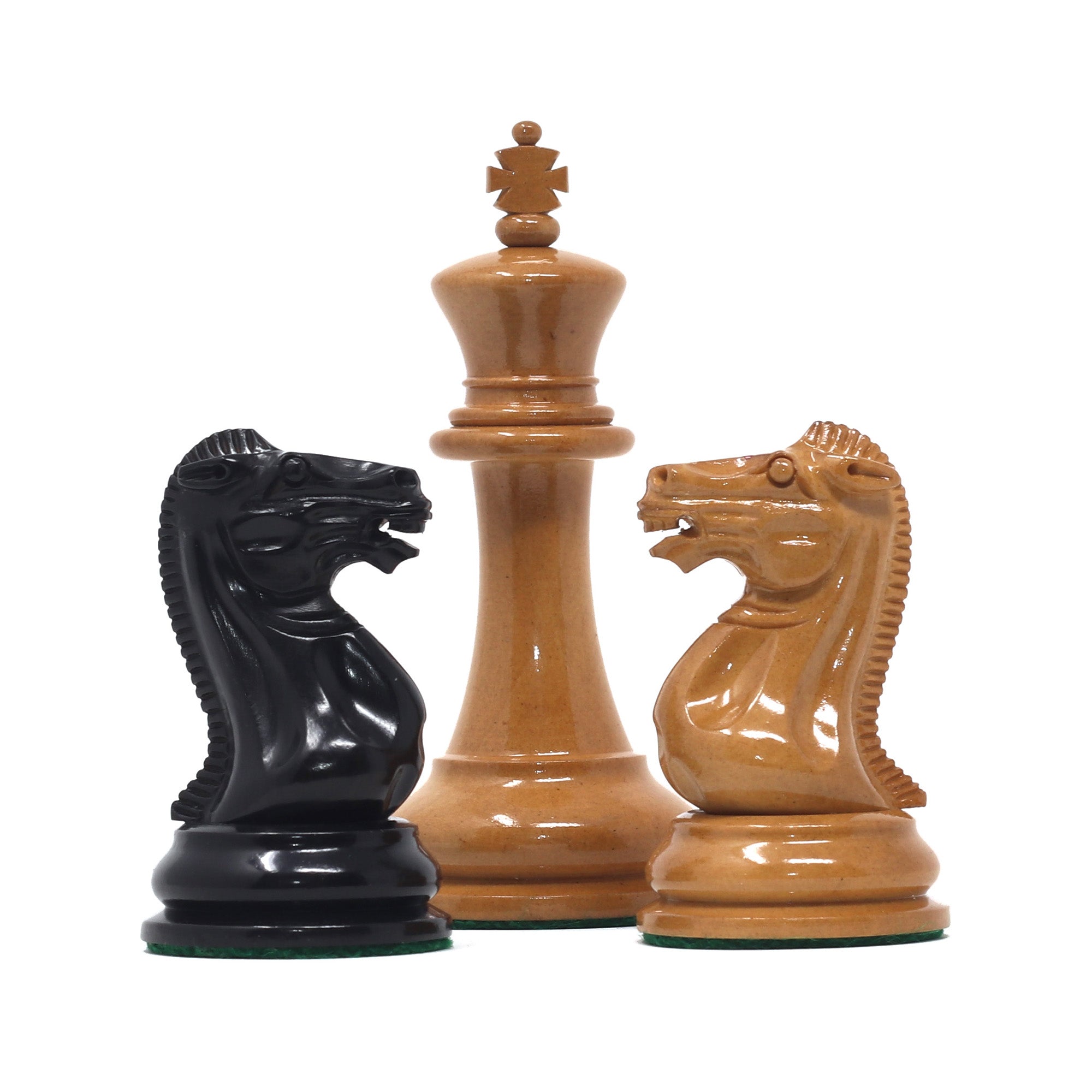 Original Reproduction Nathaniel 1849 Vintage 3.75" Chess Pieces in Antiqued Boxwood & Ebony