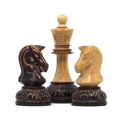 Dubrovink Series 1970 Reproduction 3.75" Luxury Burnt Boxwood Chess Set