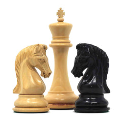 Grand Collection Signature Series Luxury Staunton Chess Pieces in Ebony and Boxwood: King Size 4.4"