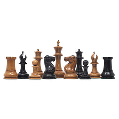 Original Reproduction Nathaniel 1849 Vintage 4.4" Chess Pieces in Distressed Boxwood & Ebony