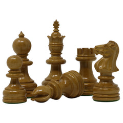 Reproduced English Playing 3.5" Vintage Chessmen in Antiqued Boxwood and Ebonised