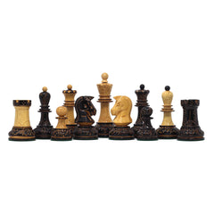Dubrovnik Series 1970 Reproduction 3.75" Luxury Burnt Boxwood Lacquered Chess Set