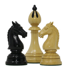 THE 1951-1954 "ČESKÁ KLUBOVKA" FIDE TOURNAMENT CZECH REPRODUCTION CHESSMEN IN EBONY WOOD & BOXWOOD - 4.0" KING