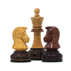 Dubrovink Series 1970 Reproduction 3.75" Luxury Lacquered Burnt Golden Rose & Boxwood Chess Set