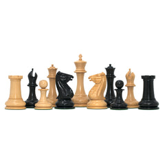 Morphy Cooke 1849-50 Reproduced 4.4" Chessmen in Non-Antiqued Boxwood and Ebony Wood