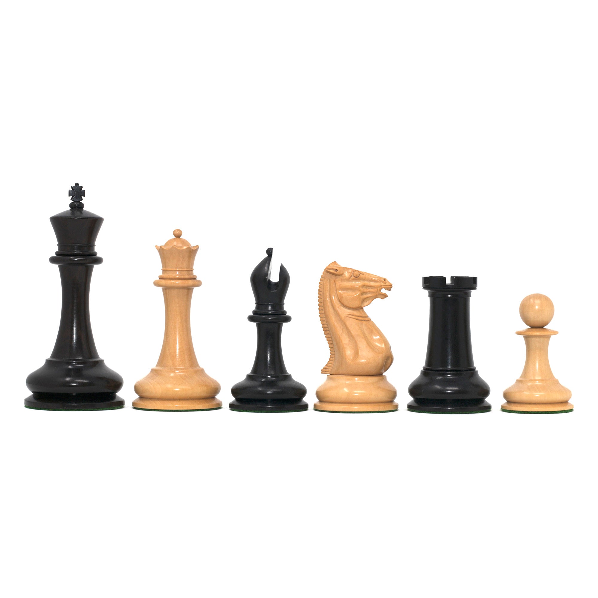 Morphy Cooke 1849-50 Reproduced 4.4" Chessmen in Non-Antiqued Boxwood and Ebony Wood