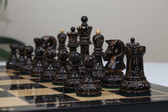 Dubrovnik Series 1970 Reproduction 3.75" Luxury Burnt Boxwood Lacquered Chess Set