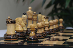 Dubrovnik Series 1970 Reproduction 3.75" Luxury Burnt Boxwood Lacquered Chess Set