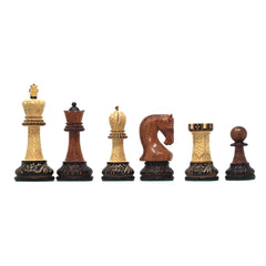 Leningrad Series 4" Luxury Staunton Chess Set in Burnt Gold Rosewood & Boxwood