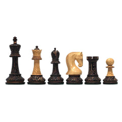 Leningrad Series 4" Luxury Staunton Chess Set in Burnt Boxwood