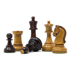 Dubrovink Series 1950 Vintage Reproduction 3.75" Distressed/Mahogany Stained Boxwood Chess Set