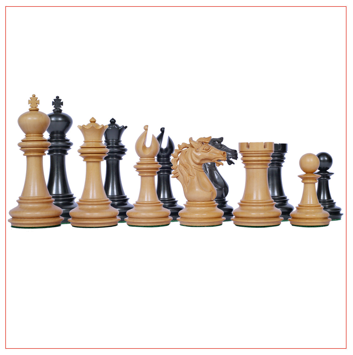 Regal Series 4" Ebony Wood Staunton Chess Set with Board