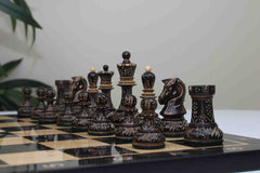 Dubrovink Series 1970 Reproduction 3.75" Luxury Burnt Boxwood Chess Set